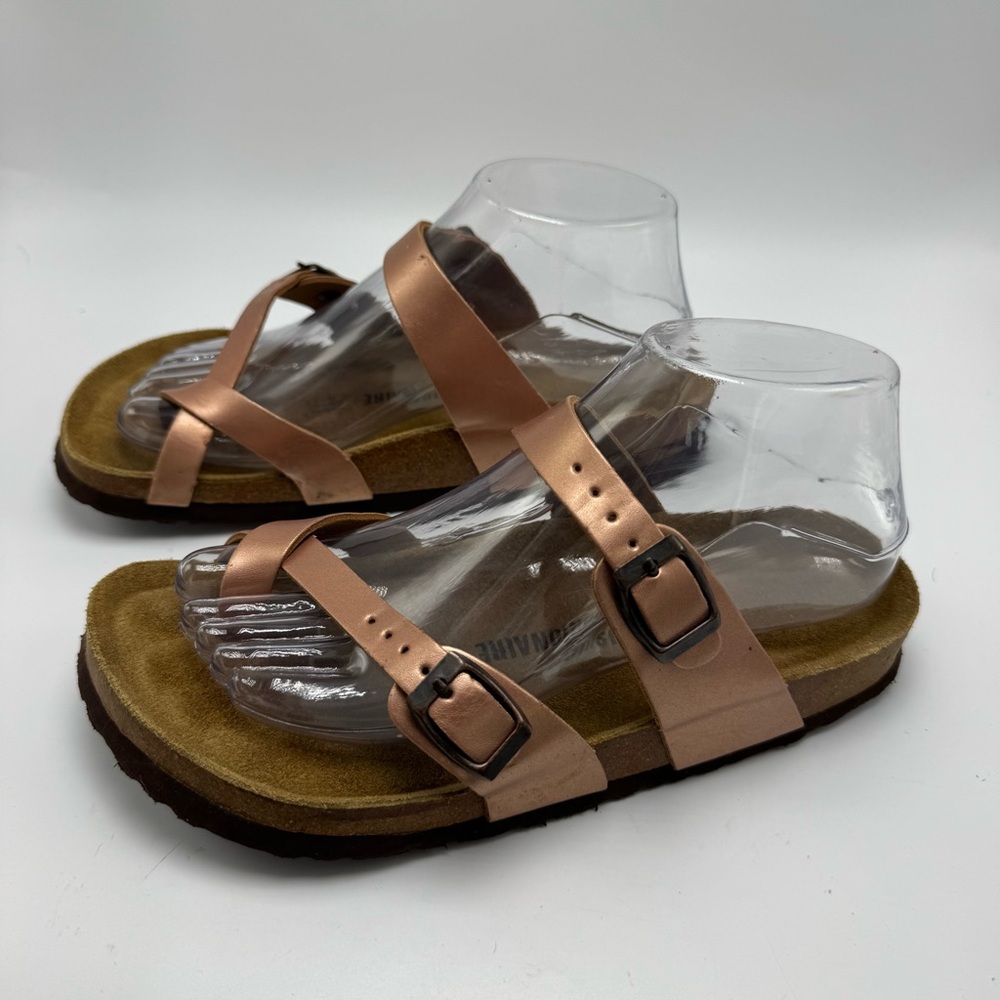 Cushionaire Luna Cork Footbed Sandals Rose Gold Size 8W Comfort Buckle Boho - Picture 3 of 10